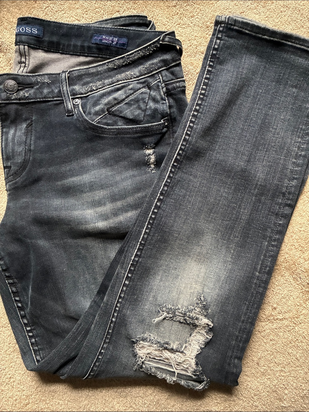 Vigoss 29 Charcoal Women’s Distressed Black Skinny Jeans